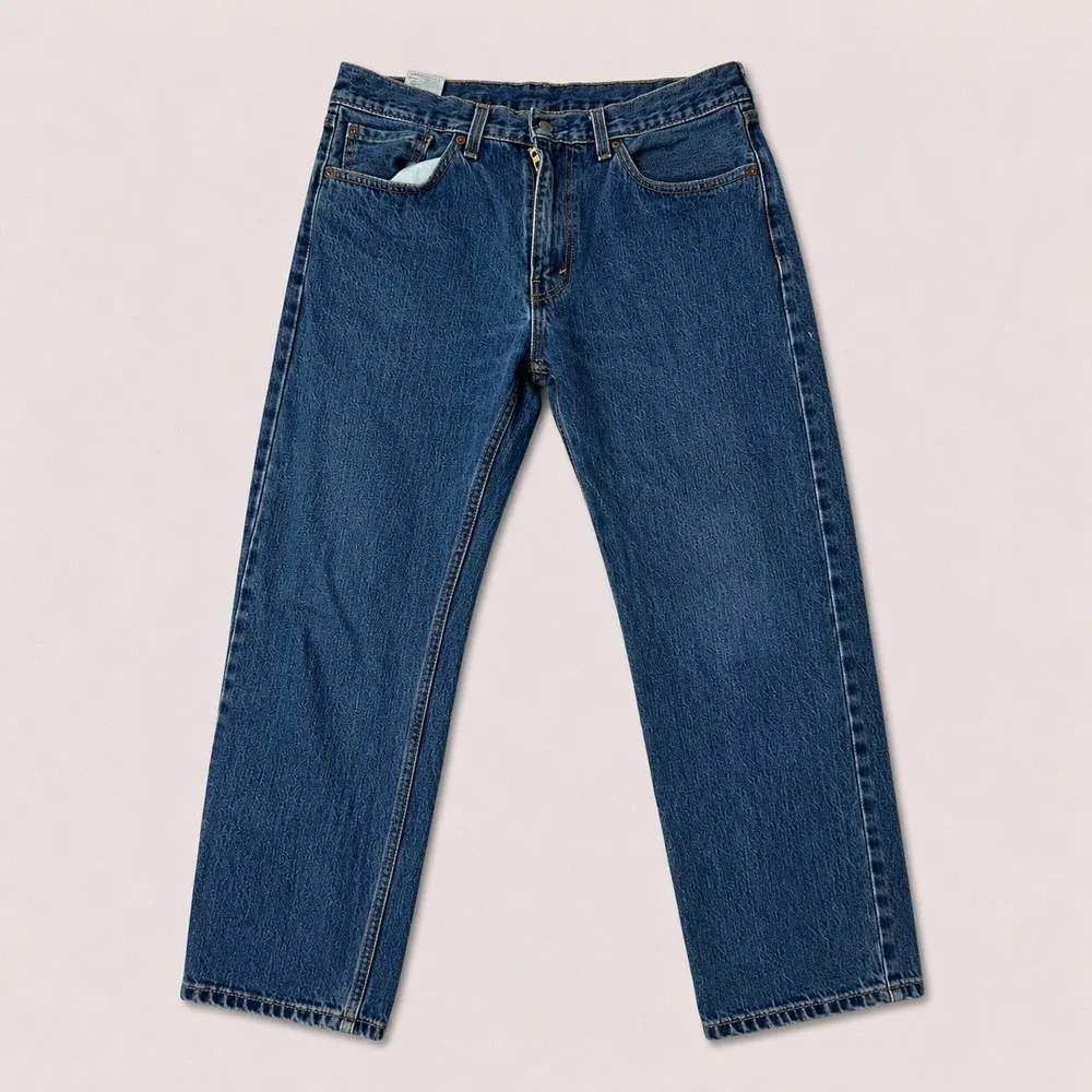 Vintage Levi's 505 Mens 36x32 Blue Regular Fit Straight Leg Denim Jeans